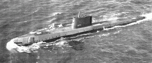 El submarino nuclear estadounidense USS Nautilus en 1955